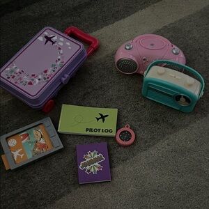 American Girl Travel Set with Pink and Purple Accessories